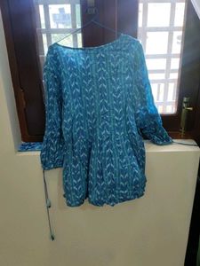 Blue Ikat Print Tunic Kurta