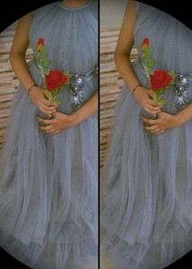 Elegant Blue Grey Sparkle Gown