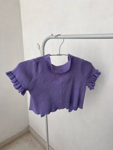 Purple Ruffle Tie Front Cardigan/Shrug