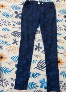 Floral Print Blue Jeggings