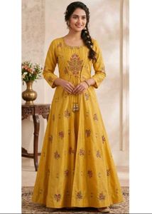 Beautiful Yellow Embroidered Gown