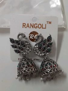 Rangoli Swan Jhumka Earrings