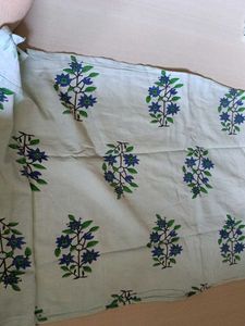 Blue Floral Print Cotton Kurta