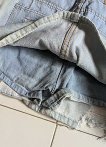 Distressed Denim Mini Skirt