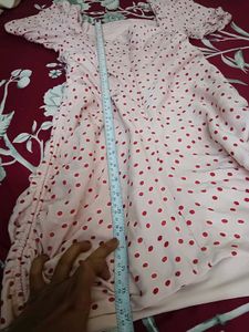 Cute Pink Polka Dot Ruched Mini Dress