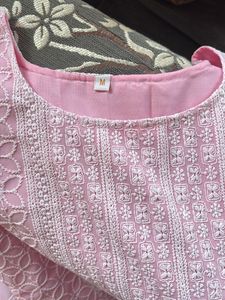 Pink Embroidered Kurta
