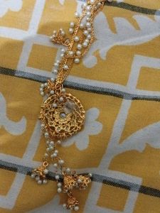 Ethnic Pearl &amp; Gold Tone Bahubali Earrings