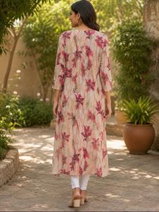 Floral Print Embellished Kurta