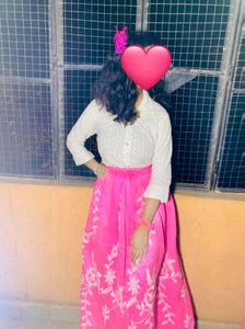 Embroidered Skirt With Chikankari Shirt