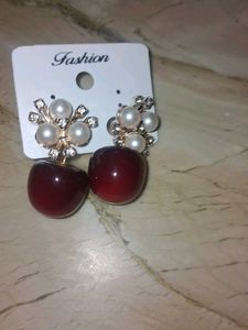 Cute Cherry Pearl Dangle Earrings