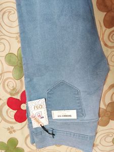 A Brand New Denim Jeans With 3 Solid Buttons