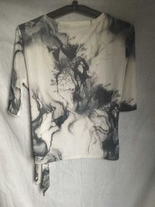 Printed Tie-Front Top
