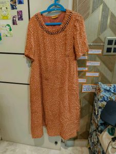 Orange Polka Dot Midi Dress