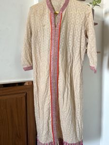 Elegant Beige Embroidered Kurta