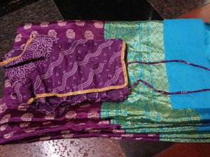 Elegant sky Blue &amp; Purple Saree