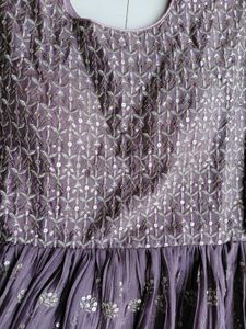 Designer Lavendar Pleated Anarkali Gown