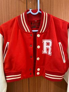 Varsity Cropped Jacket - Red