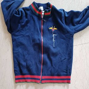 Vintage Gucci style Kids Blue Knit Cardigan
