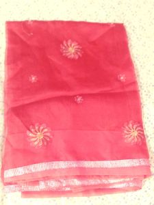 Elegant Pink organza silk Saree