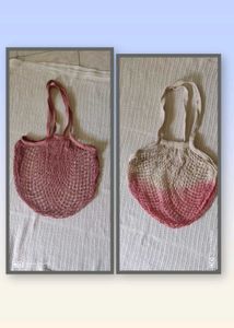 Cute Mesh Tote Bag - Pink & Natural