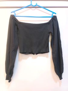 Black Crop Top With Zip