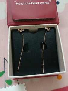 Rose Gold Butterfly Sui Dhaga Earrings