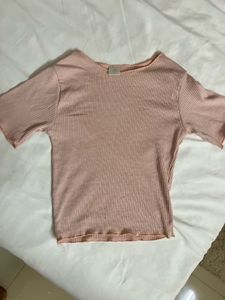 SSS - Pink Ribbed Cropped Top