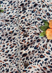 Leopard Print Floral Button-Up Shirt