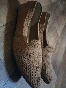 Brown Knit Ballet Flats
