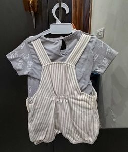 Cute Elephant Baby dungaree with tshirt