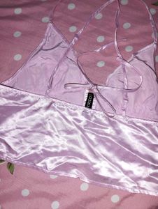 Satin Halter Neck Crop Top