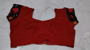Maroon Saree with Embellished Blouse