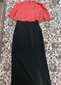 Coral Textured Bell Sleeve Top