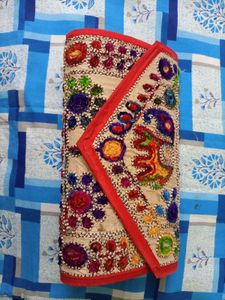 Embroidered Clutch with Vibrant Details