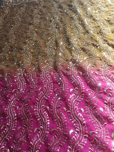 Pink &amp; Gold Embroidered Fabric
