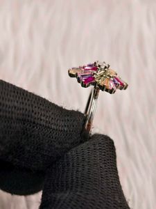 Vibrant Gemstone Statement Ring 925 silver