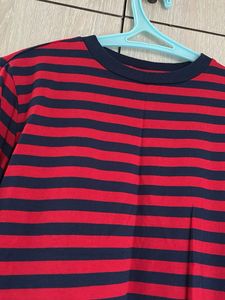 Red &amp; Navy Striped Long Sleeve Top