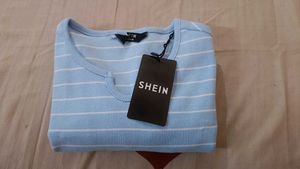 Light Blue Striped Crop Top