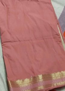 Elegant Pink Saree with Gold Border
