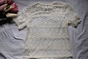 Sheer Lace Embellished Top
