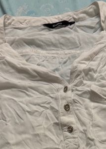 White Button-Up Casual Top