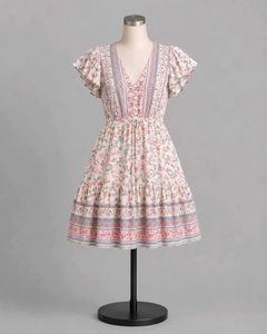 URBANIC Boho Floral Print Flutter Sleeve Dress