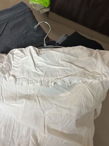 Cute White Ruffled Collar Top