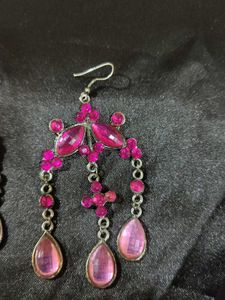 Pink Long Earrings Pair