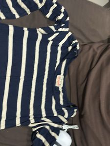 Navy Blue &amp; White Striped Dress