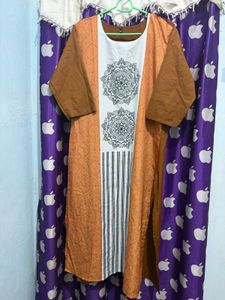 Orange Printed Kurta with Mandala Design