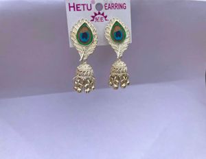 Peacock Feather Jhumka Earrings