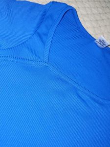 Blue Ribbed Square Neck Cropped Top