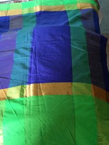 BrandNew ElegantBlue&amp;Green SilkSaree+UnsticheBlous