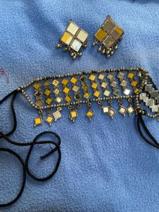 Mirror Work Choker & Earrings Set